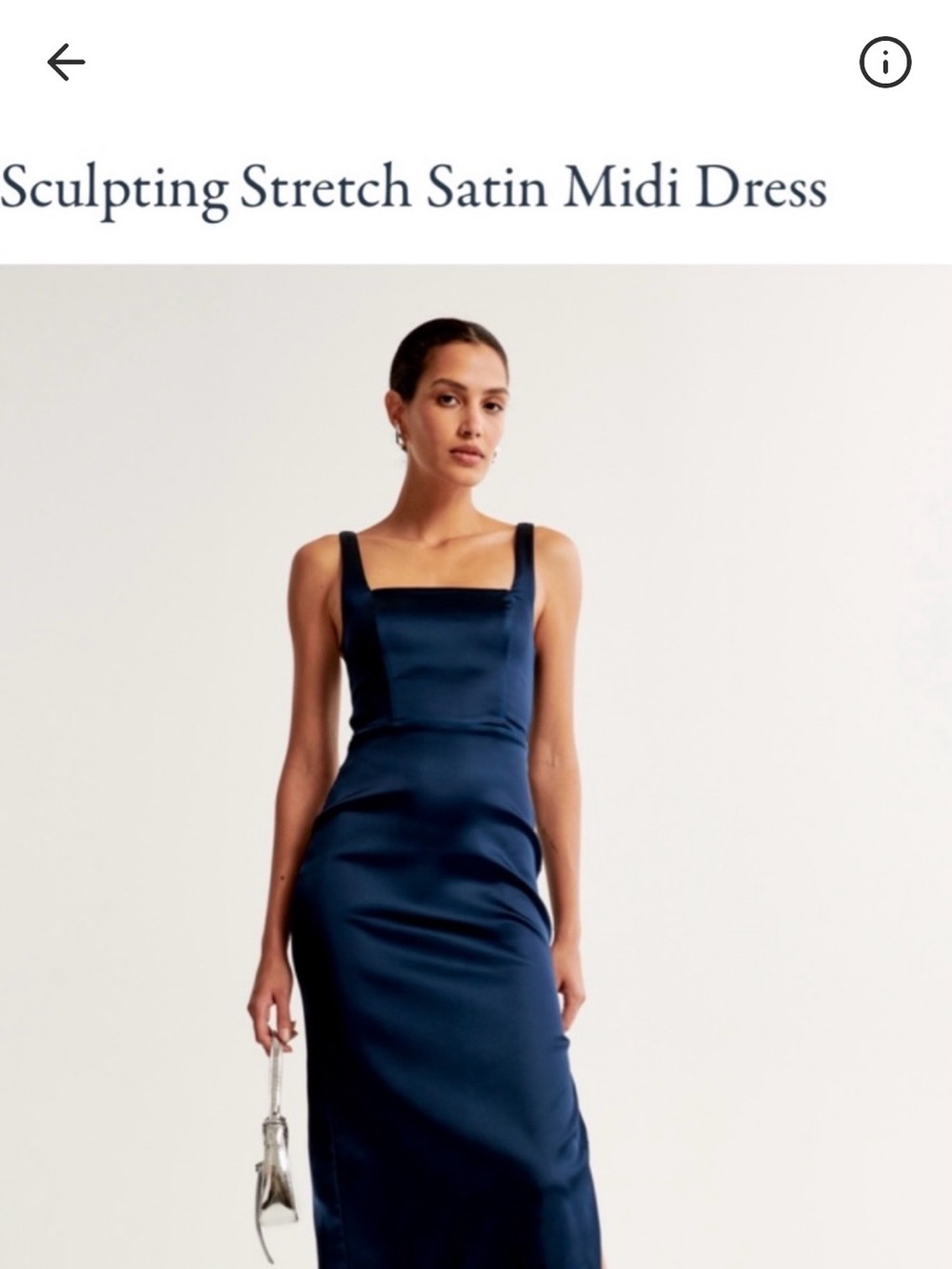 Abercrombie & Fitch Satin Square-Neck Midi Dress - Navy NWT